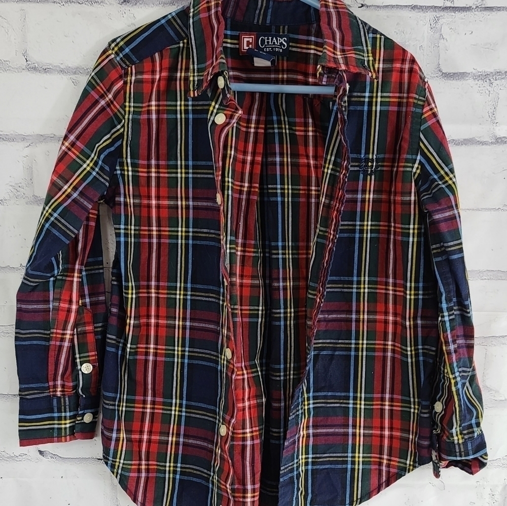 Boy's Chaps button down plaid shirt, sz 5